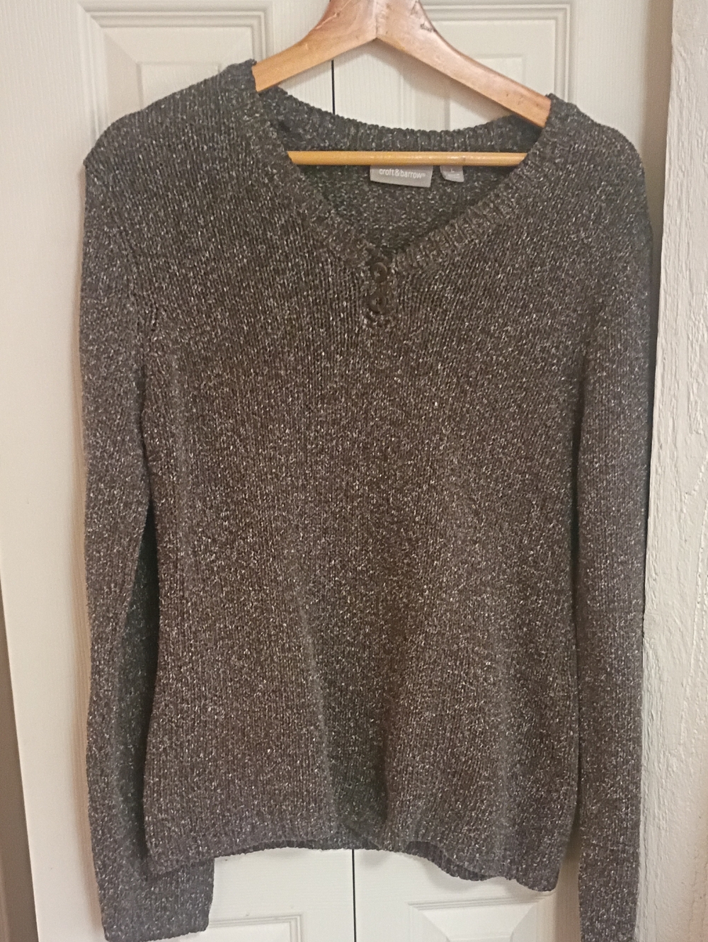croft & barrow Metallic Gray Crewneck Sweater with Subtle Shine